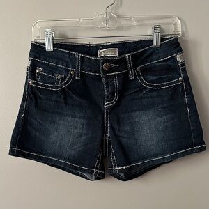 Soundgirl Dark Blue Embellished Denim Juniors Shorts NWT